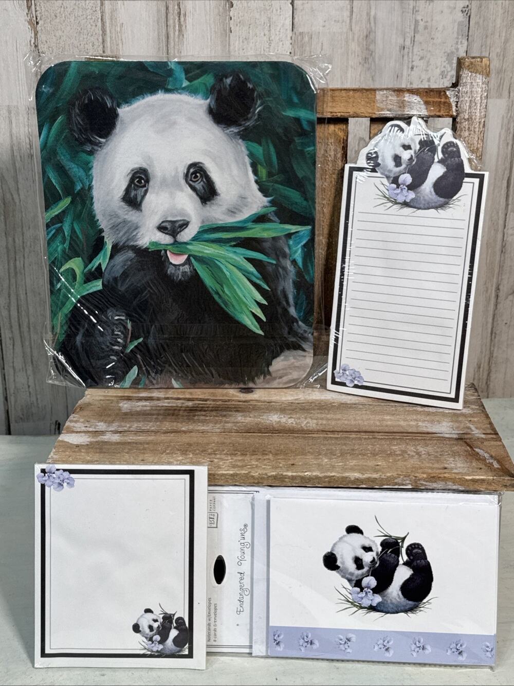 Endangered Young’uns Panda Note Pad And Card Set With Bonus Panda Mouse Pad